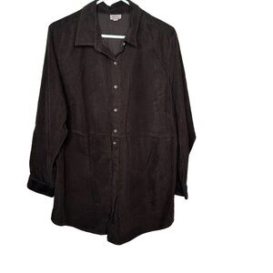 J Jill Women’s Corduroy Tunic Shirt Size 2X Brown L/S Pullover